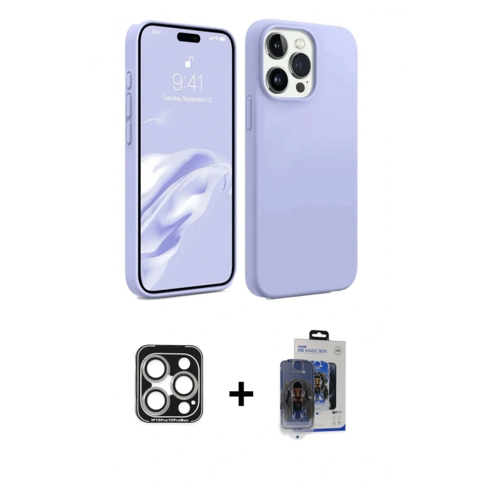 MARSİLYAN™- iPhone 15 Pro Max Kılıf Kozmos Yansıma Özel Seri - Siyah Vanessa Magic Cam + PVD Metal Kamera Lens - GS