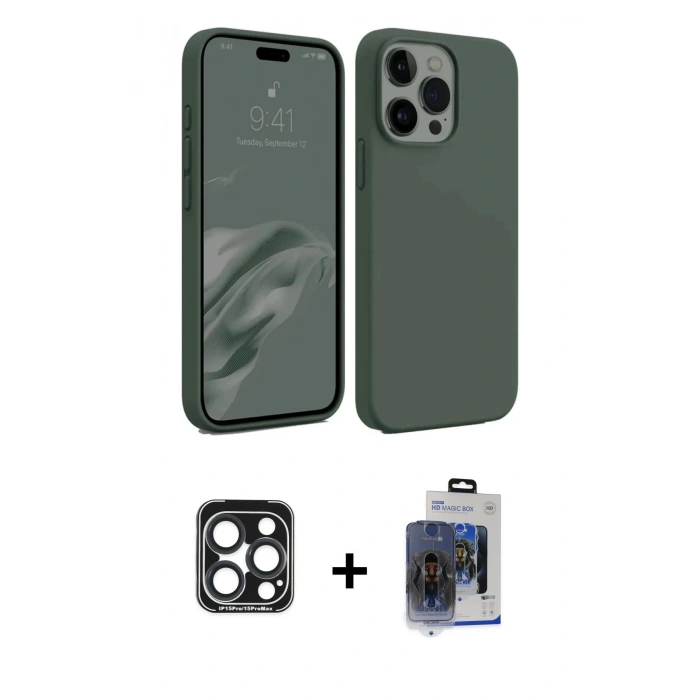 MARSİLYAN™- iPhone 15 Pro Max Kılıf Kozmos Yansıma Özel Seri - Siyah Vanessa Magic Cam + PVD Metal Kamera Lens - LT