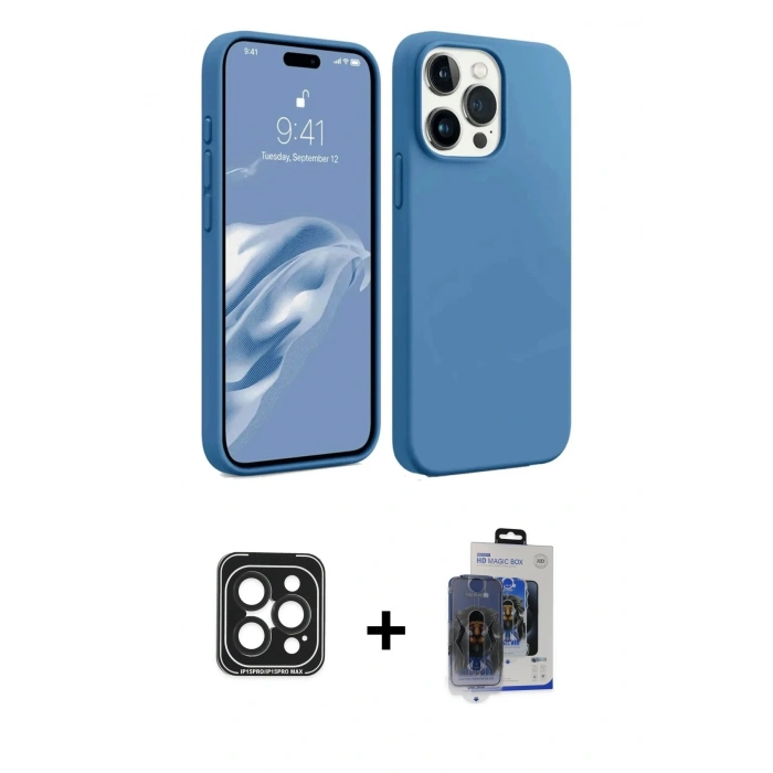 MARSİLYAN™- iPhone 15 Pro Max Kılıf Kozmos Yansıma Özel Seri - Siyah Vanessa Magic Cam + PVD Metal Kamera Lens - SH