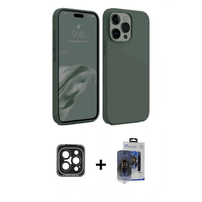 MARSİLYAN™- iPhone 15 Pro Max Kılıf Kozmos Yansıma Özel Seri - Siyah Vanessa Magic Cam + PVD Metal Kamera Lens - SH