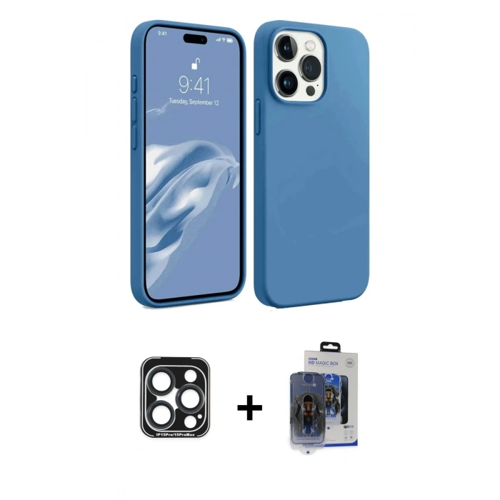 MARSİLYAN™- iPhone 15 Pro Max Kılıf Kozmos Yansıma Özel Seri - Siyah Vanessa Magic Cam + PVD Metal Kamera Lens - LT