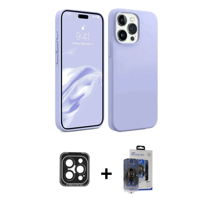 MARSİLYAN™- iPhone 15 Pro Max Kılıf Kozmos Yansıma Özel Seri - Siyah Vanessa Magic Cam + PVD Metal Kamera Lens - SH