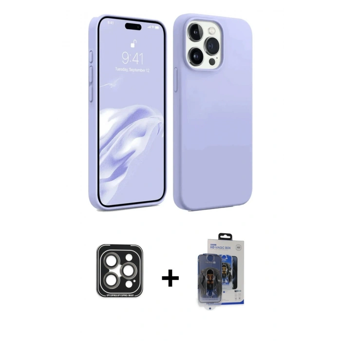 MARSİLYAN™- iPhone 15 Pro Max Kılıf Kozmos Yansıma Özel Seri - Siyah Vanessa Magic Cam + PVD Metal Kamera Lens - GI
