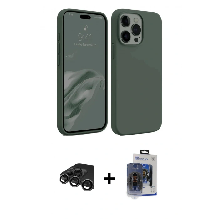 MARSİLYAN™- iPhone 15 Pro Max Kılıf Kozmos Yansıma Özel Seri - Siyah Vanessa Magic Cam + Raze Metal Kamera Lens - TMGI