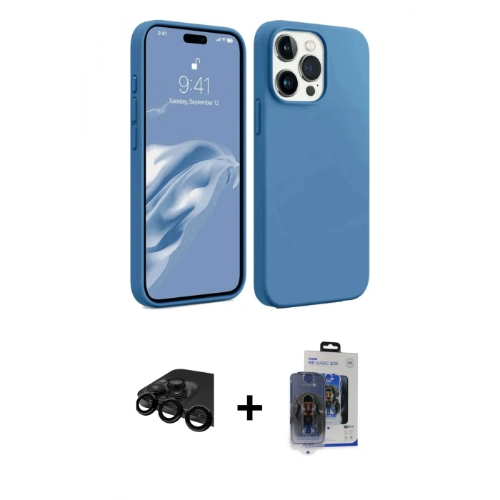 MARSİLYAN™- iPhone 15 Pro Max Kılıf Kozmos Yansıma Özel Seri - Siyah Vanessa Magic Cam + Raze Metal Kamera Lens - SH