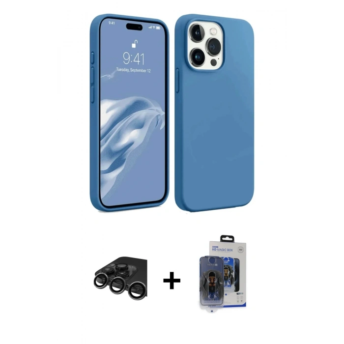 MARSİLYAN™- iPhone 15 Pro Max Kılıf Kozmos Yansıma Özel Seri - Siyah Vanessa Magic Cam + Raze Metal Kamera Lens - TMGI