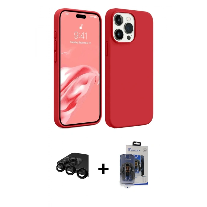 MARSİLYAN™- iPhone 15 Pro Max Kılıf Kozmos Yansıma Özel Seri - Siyah Vanessa Magic Cam + Raze Metal Kamera Lens - SH