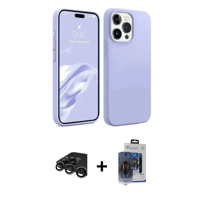 MARSİLYAN™- iPhone 15 Pro Max Kılıf Kozmos Yansıma Özel Seri - Siyah Vanessa Magic Cam + Raze Metal Kamera Lens - TMGI