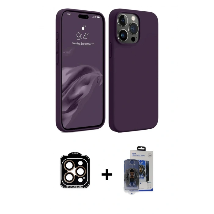 MARSİLYAN™- iPhone 15 Pro Max Kılıf Kozmos Yansıma Özel Seri - Siyah Vanessa Magic Cam + PVD Metal Kamera Lens - TU