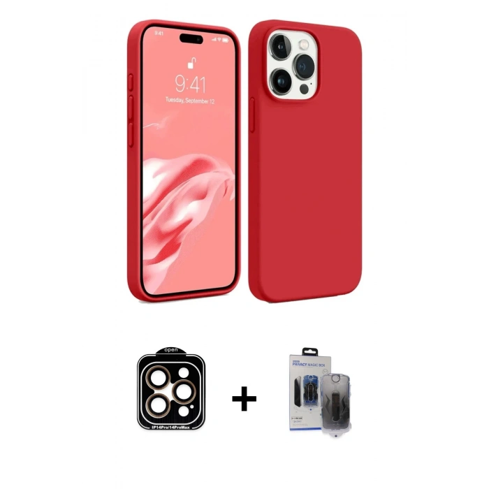 MARSİLYAN™- iPhone 15 Pro Max Kılıf Kozmos Yansıma Özel Seri - Siyah Vanessa Magic Hayalet Cam + PVD Metal Kamera Lens - TU