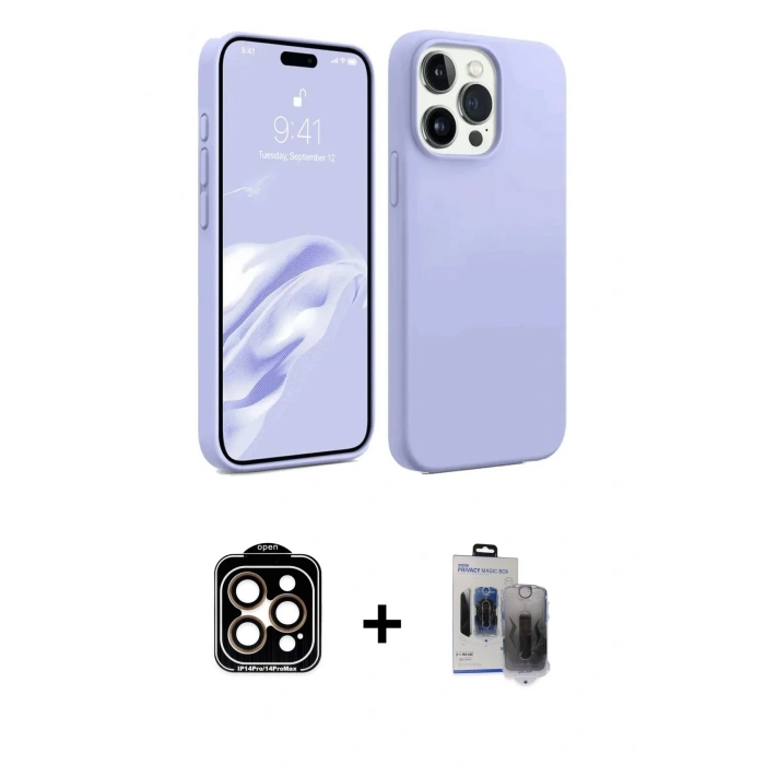 MARSİLYAN™- iPhone 15 Pro Max Kılıf Kozmos Yansıma Özel Seri - Siyah Vanessa Magic Hayalet Cam + PVD Metal Kamera Lens - TU
