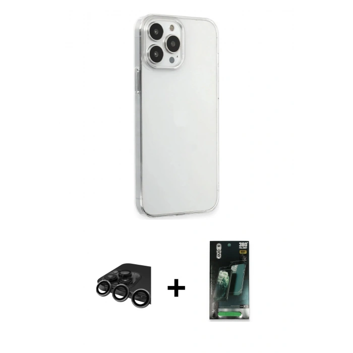 MARSİLYAN™- iPhone 15 Pro Max Kılıf Kutup Doku Koleksiyonu - Siyah 360 Mat Full Body Arka Koruyucu + Titanyum Gri Raze Metal Kamera Lens