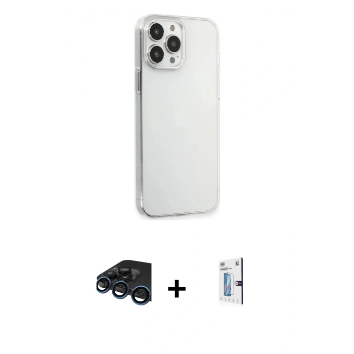 MARSİLYAN™- iPhone 15 Pro Max Kılıf Kutup Doku Koleksiyonu - Siyah Bilvis 0.18mm Plus Cam Ekran Koruyucu + Raze Metal Kamera Lens - LT