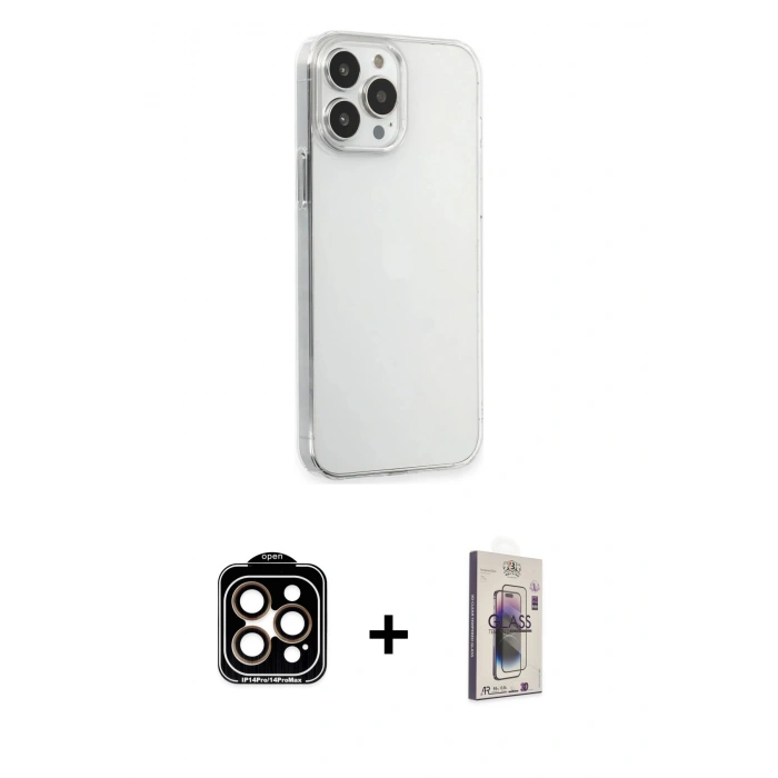 MARSİLYAN™- iPhone 15 Pro Max Kılıf Kutup Doku Koleksiyonu - Siyah Bilvis 3D Cam Ekran Koruyucu + PVD Metal Kamera Lens - TU