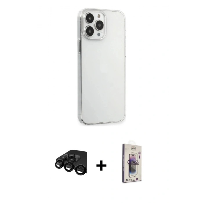 MARSİLYAN™- iPhone 15 Pro Max Kılıf Kutup Doku Koleksiyonu - Siyah Bilvis 3D Cam Ekran Koruyucu + Raze Metal Kamera Lens - SH
