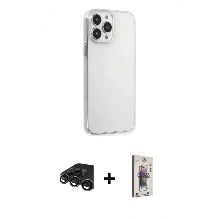 MARSİLYAN™- iPhone 15 Pro Max Kılıf Kutup Doku Koleksiyonu - Siyah Bilvis 3D Cam Ekran Koruyucu + Raze Metal Kamera Lens - TMGI