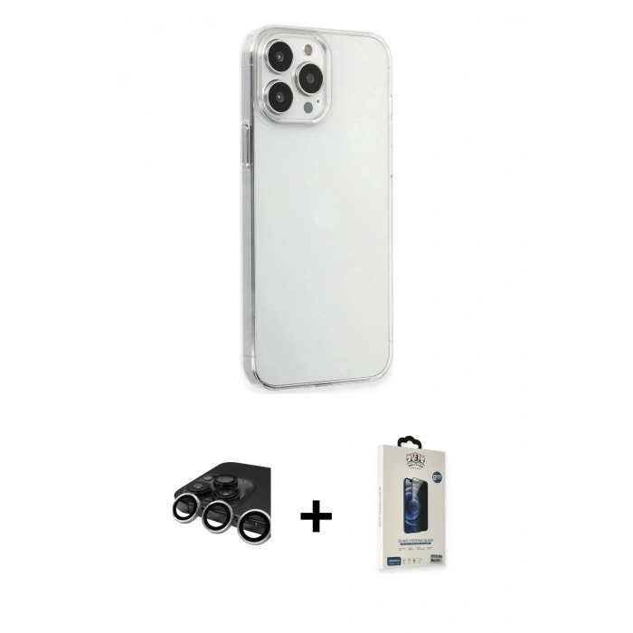 MARSİLYAN™- iPhone 15 Pro Max Kılıf Kutup Doku Koleksiyonu - Siyah Bilvis Hayalet Cam Ekran Koruyucu + Raze Metal Kamera Lens - GS