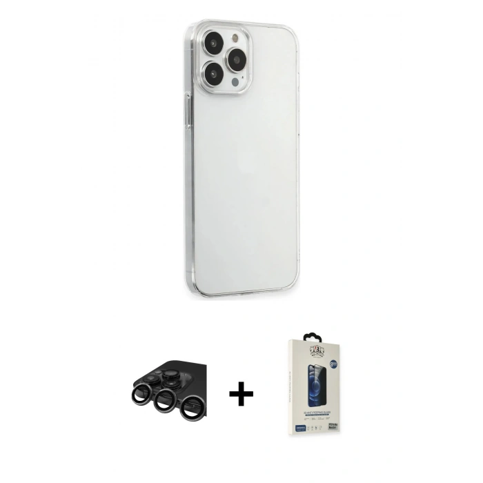 MARSİLYAN™- iPhone 15 Pro Max Kılıf Kutup Doku Koleksiyonu - Siyah Bilvis Hayalet Cam Ekran Koruyucu + Raze Metal Kamera Lens - TMGI