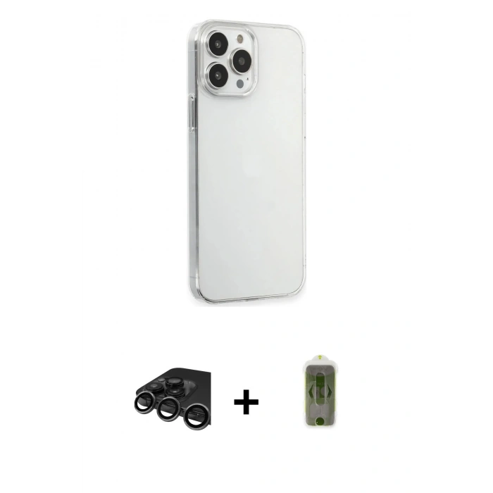 MARSİLYAN™- iPhone 15 Pro Max Kılıf Kutup Doku Koleksiyonu - Siyah Joko Magic 5D Hayalet Cam + Raze Metal Kamera Lens - TMGI