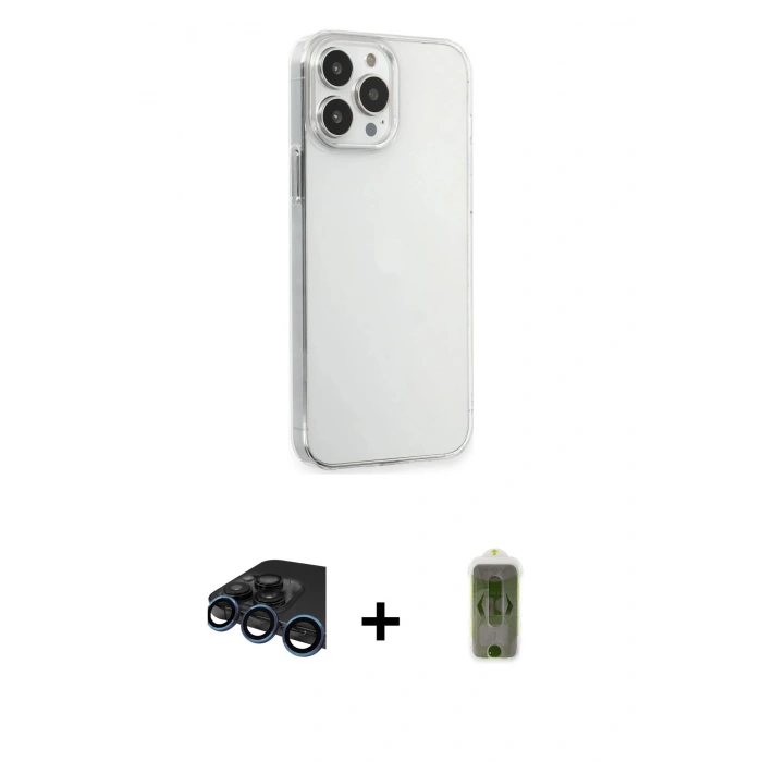 MARSİLYAN™- iPhone 15 Pro Max Kılıf Kutup Doku Koleksiyonu - Siyah Joko Magic 5D Hayalet Cam + Raze Metal Kamera Lens - LT