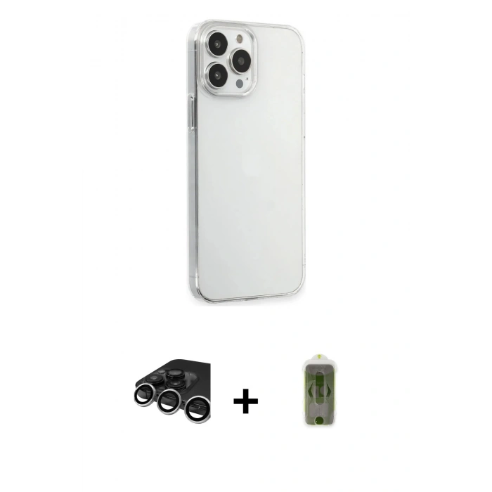 MARSİLYAN™- iPhone 15 Pro Max Kılıf Kutup Doku Koleksiyonu - Siyah Joko Magic 5D Hayalet Cam + Raze Metal Kamera Lens - GS
