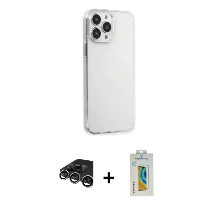 MARSİLYAN™- iPhone 15 Pro Max Kılıf Kutup Doku Koleksiyonu - Siyah Polymer Nano Ekran Koruyucu + Raze Metal Kamera Lens - GS