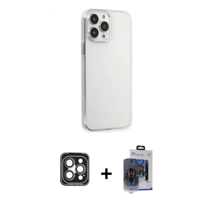 MARSİLYAN™- iPhone 15 Pro Max Kılıf Kutup Doku Koleksiyonu - Siyah Vanessa Magic Cam + PVD Metal Kamera Lens - GI