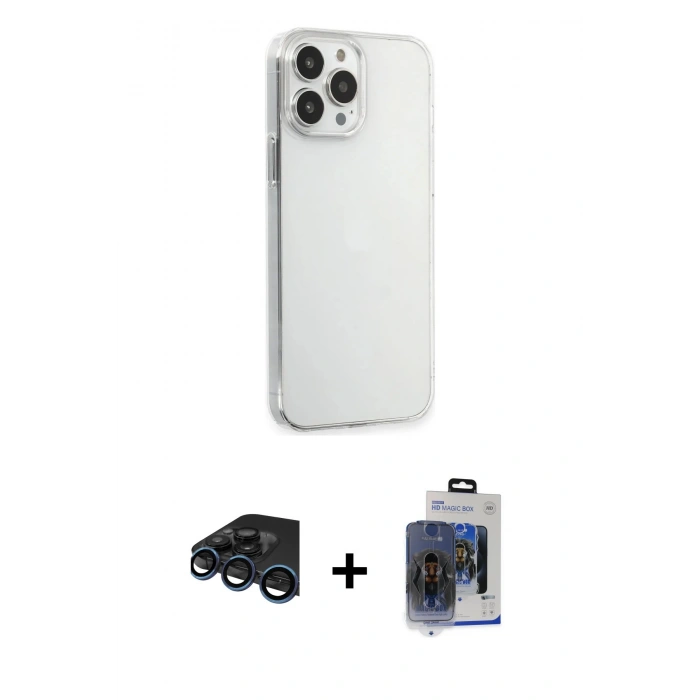 MARSİLYAN™- iPhone 15 Pro Max Kılıf Kutup Doku Koleksiyonu - Siyah Vanessa Magic Cam + Raze Metal Kamera Lens - LT