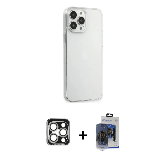 MARSİLYAN™- iPhone 15 Pro Max Kılıf Kutup Doku Koleksiyonu - Siyah Vanessa Magic Cam + PVD Metal Kamera Lens - GS