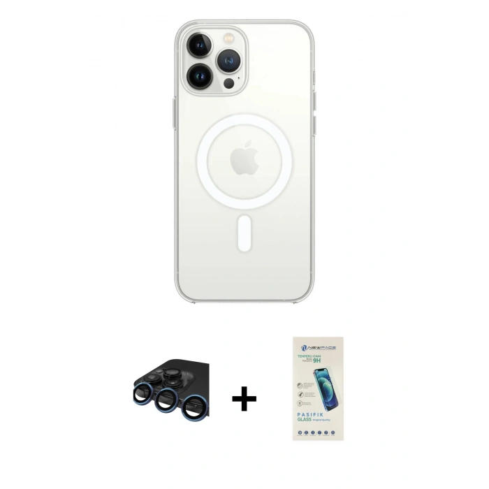 MARSİLYAN™- iPhone 15 Pro Max Kılıf Kutup Klasik Serisi - Şeffaf Pasifik Cam Ekran Koruyucu + Raze Metal Kamera Lens - LT