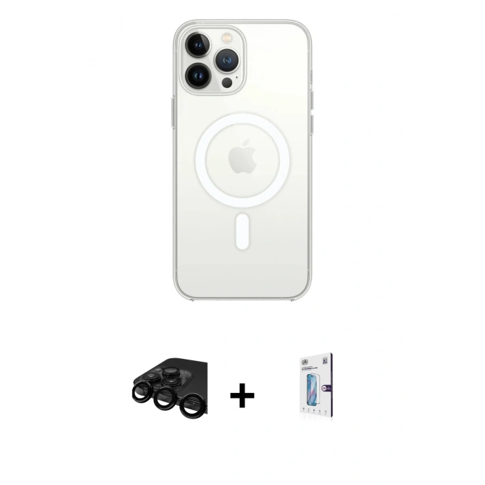 MARSİLYAN™- iPhone 15 Pro Max Kılıf Kutup Klasik Serisi - Siyah Bilvis 0.18mm Plus Cam Ekran Koruyucu + Raze Metal Kamera Lens - SH