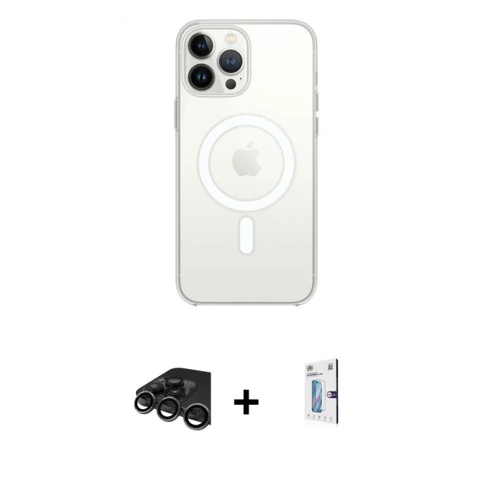 MARSİLYAN™- iPhone 15 Pro Max Kılıf Kutup Klasik Serisi - Siyah Bilvis 0.18mm Plus Cam Ekran Koruyucu + Raze Metal Kamera Lens - TMGI
