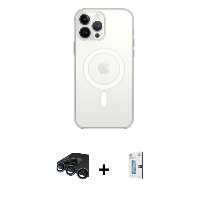 MARSİLYAN™- iPhone 15 Pro Max Kılıf Kutup Klasik Serisi - Siyah Bilvis 0.18mm Plus Cam Ekran Koruyucu + Raze Metal Kamera Lens - LT