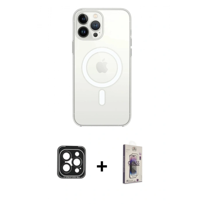 MARSİLYAN™- iPhone 15 Pro Max Kılıf Kutup Klasik Serisi - Siyah Bilvis 3D Cam Ekran Koruyucu + PVD Metal Kamera Lens - SH