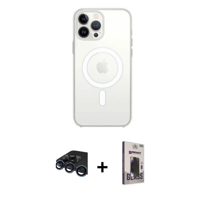 MARSİLYAN™- iPhone 15 Pro Max Kılıf Kutup Klasik Serisi - Siyah Bilvis Hayalet Cam Ekran Koruyucu + Raze Metal Kamera Lens - LT