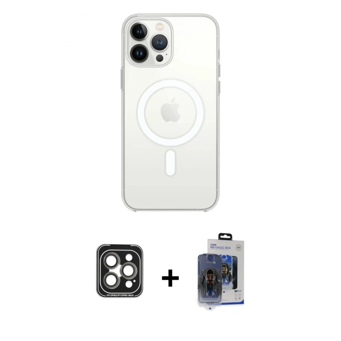 MARSİLYAN™- iPhone 15 Pro Max Kılıf Kutup Klasik Serisi - Siyah Vanessa Magic Cam + PVD Metal Kamera Lens - GI