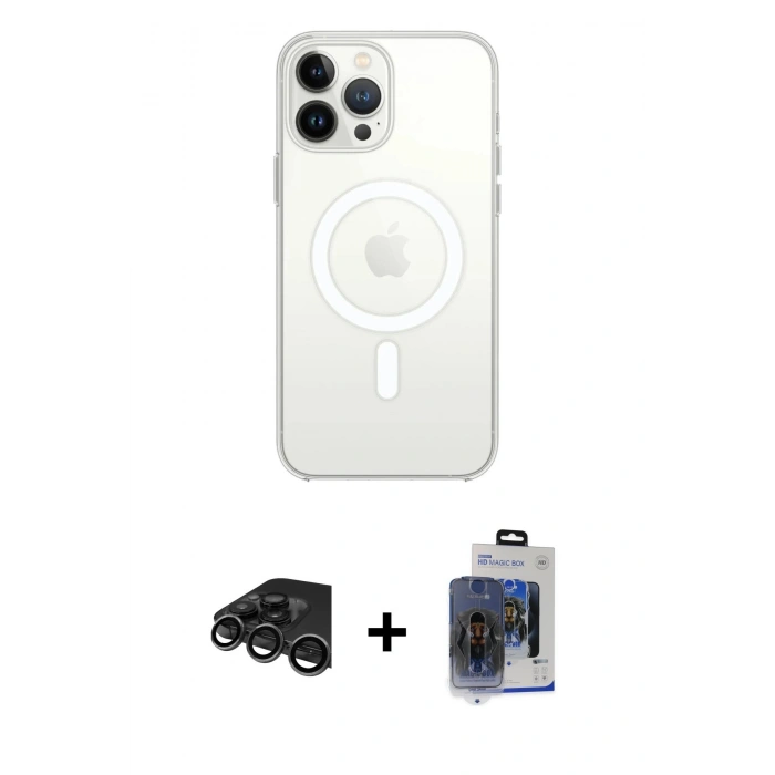 MARSİLYAN™- iPhone 15 Pro Max Kılıf Kutup Klasik Serisi - Siyah Vanessa Magic Cam + Raze Metal Kamera Lens - TMGI