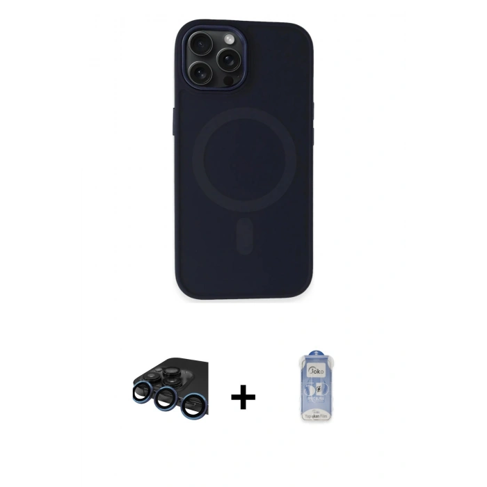 MARSİLYAN™- iPhone 15 Pro Max Kılıf Kutup Serisi - Siyah Joko Magic 5D Cam + Raze Metal Kamera Lens - LT