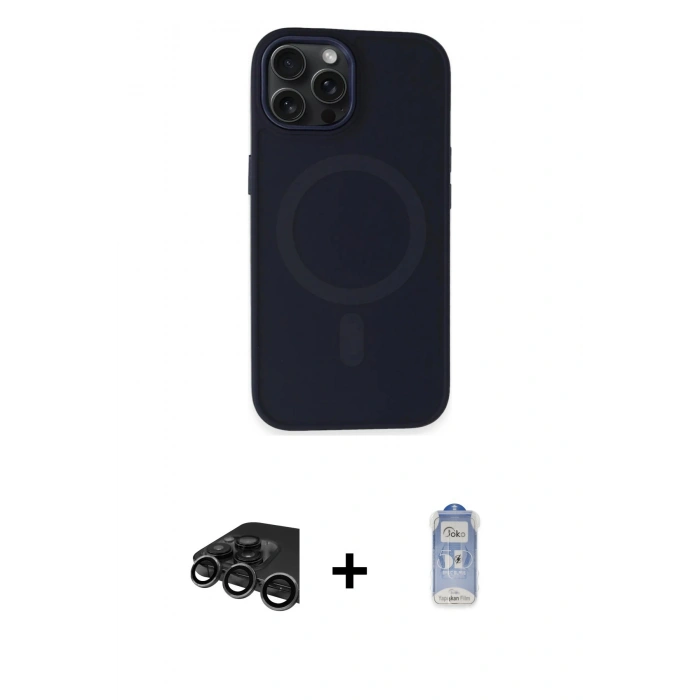 MARSİLYAN™- iPhone 15 Pro Max Kılıf Kutup Serisi - Siyah Joko Magic 5D Cam + Raze Metal Kamera Lens - TMGI