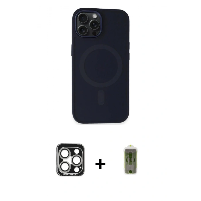 MARSİLYAN™- iPhone 15 Pro Max Kılıf Kutup Serisi - Siyah Joko Magic 5D Hayalet Cam + PVD Metal Kamera Lens - GS
