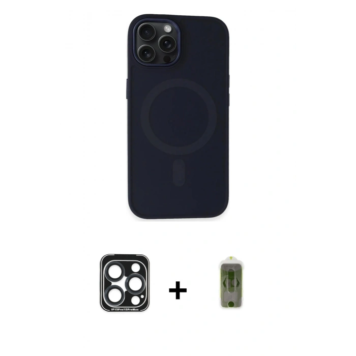 MARSİLYAN™- iPhone 15 Pro Max Kılıf Kutup Serisi - Siyah Joko Magic 5D Hayalet Cam + PVD Metal Kamera Lens - LT