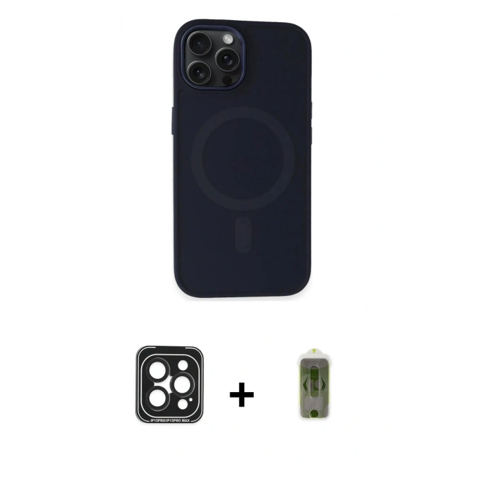 MARSİLYAN™- iPhone 15 Pro Max Kılıf Kutup Serisi - Siyah Joko Magic 5D Hayalet Cam + PVD Metal Kamera Lens - SH