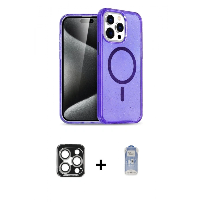 MARSİLYAN™- iPhone 15 Pro Max Kılıf Nova Asil Prime - Siyah Joko Magic 5D Cam + PVD Metal Kamera Lens - GS