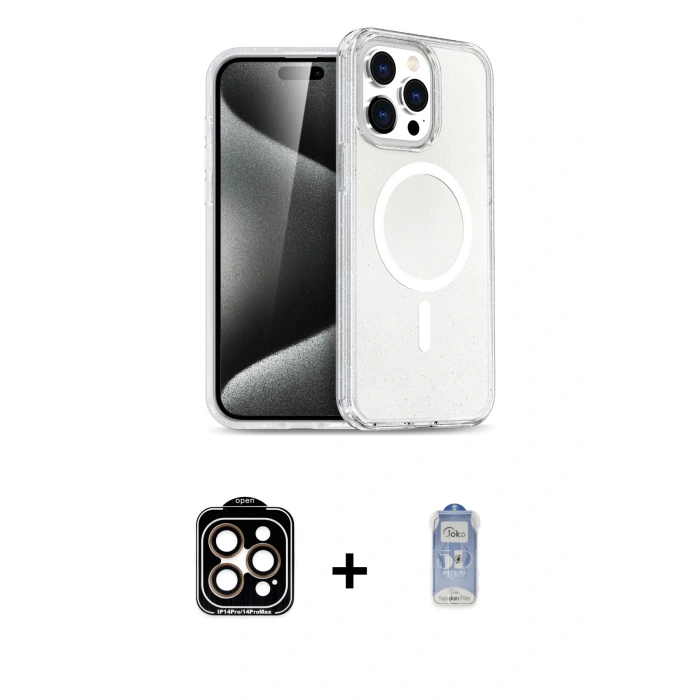 MARSİLYAN™- iPhone 15 Pro Max Kılıf Nova Asil Prime - Siyah Joko Magic 5D Cam + PVD Metal Kamera Lens - TU
