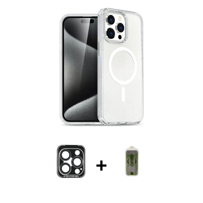 MARSİLYAN™- iPhone 15 Pro Max Kılıf Nova Asil Prime - Siyah Joko Magic 5D Hayalet Cam + PVD Metal Kamera Lens - LT