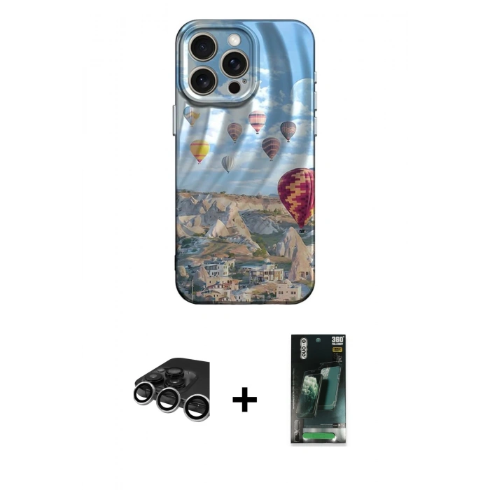 MARSİLYAN™- iPhone 15 Pro Max Kılıf Nova Doku Prime - Şeffaf 360 Full Body Arka Koruyucu + Raze Metal Kamera Lens - GS