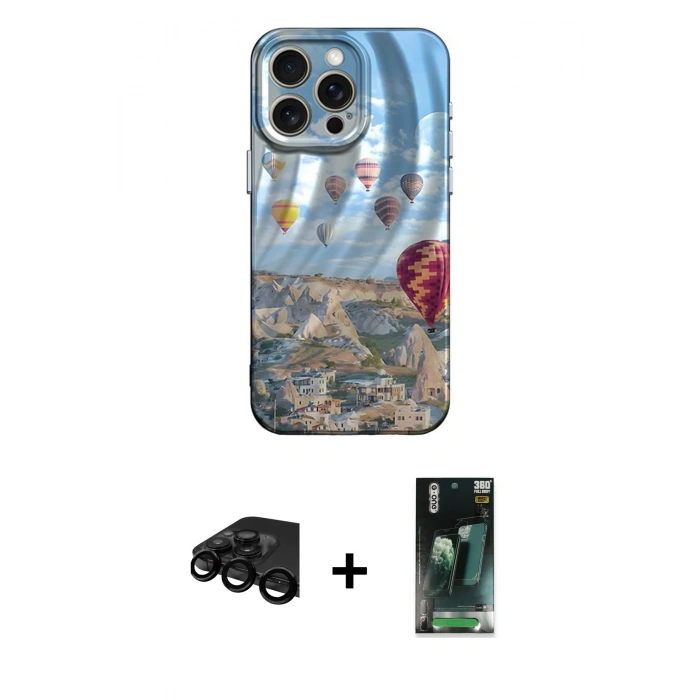 MARSİLYAN™- iPhone 15 Pro Max Kılıf Nova Doku Prime - Siyah 360 Mat Full Body Arka Koruyucu + Raze Metal Kamera Lens - SH
