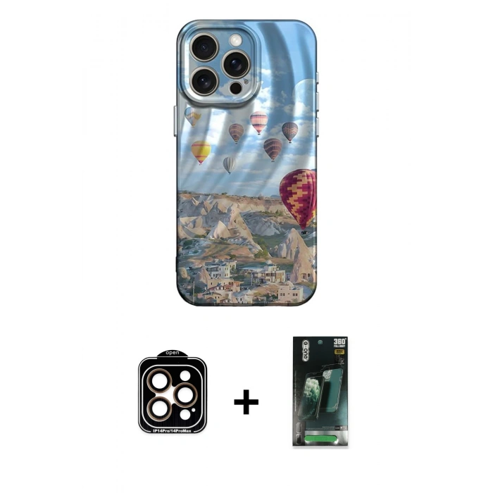 MARSİLYAN™- iPhone 15 Pro Max Kılıf Nova Doku Prime - Siyah 360 Mat Full Body Arka Koruyucu + PVD Metal Kamera Lens - TU