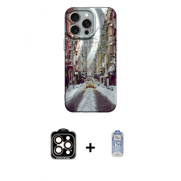 MARSİLYAN™- iPhone 15 Pro Max Kılıf Nova Doku Prime - Siyah Joko Magic 5D Cam + PVD Metal Kamera Lens - TU