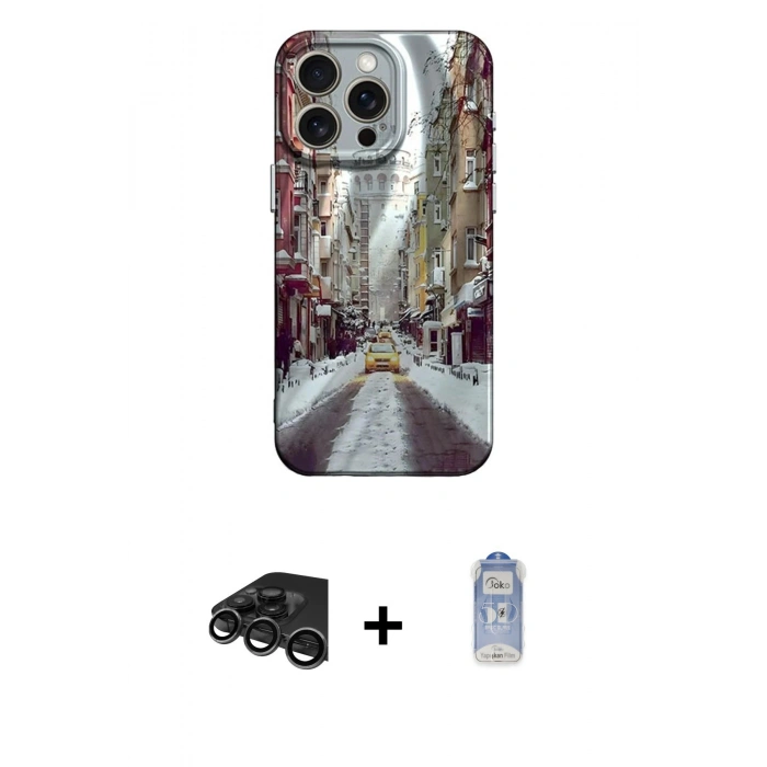 MARSİLYAN™- iPhone 15 Pro Max Kılıf Nova Doku Prime - Siyah Joko Magic 5D Cam + Raze Metal Kamera Lens - TMGI
